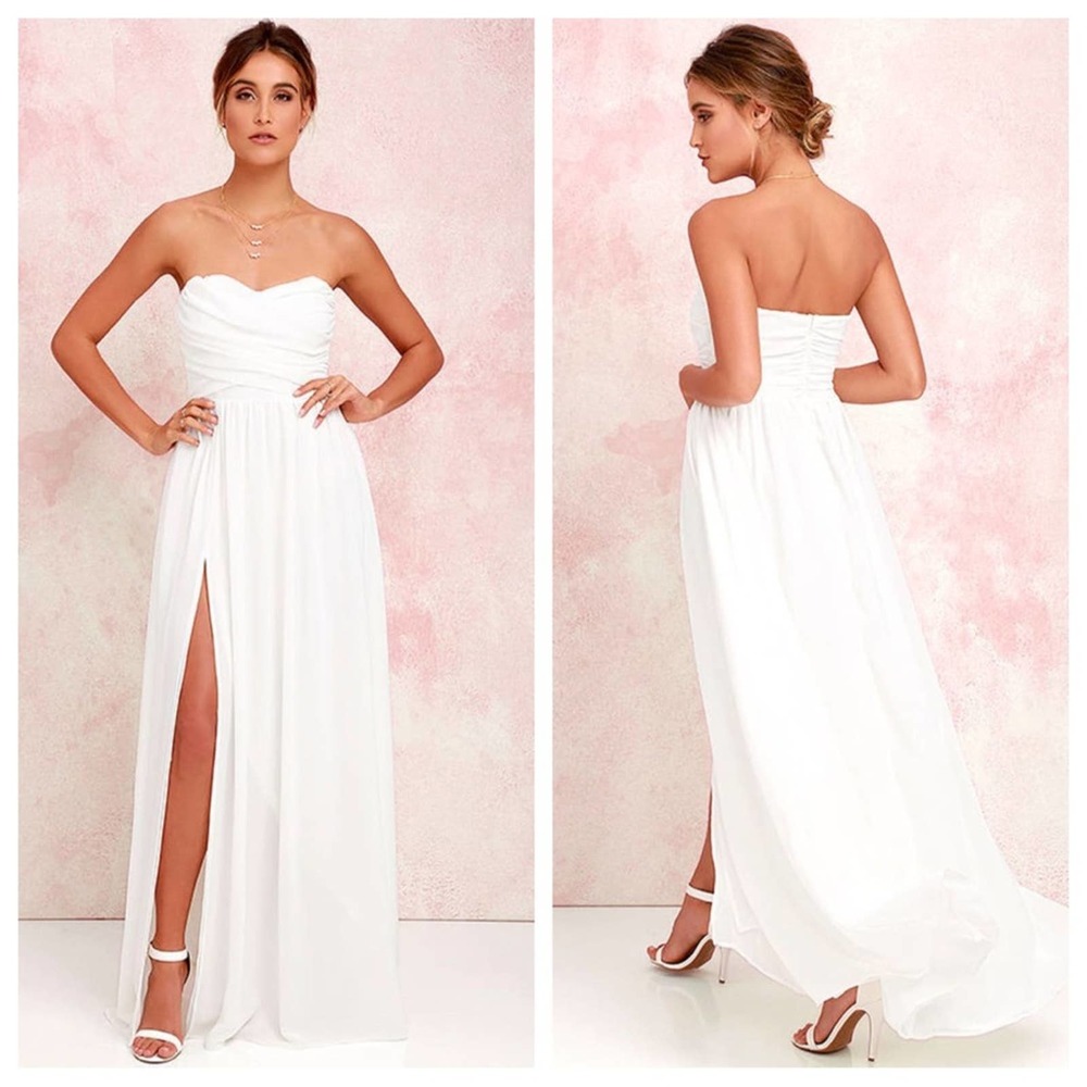 NWT Lulu’s Moonlight Serenade Dress in white strapless maxi size small